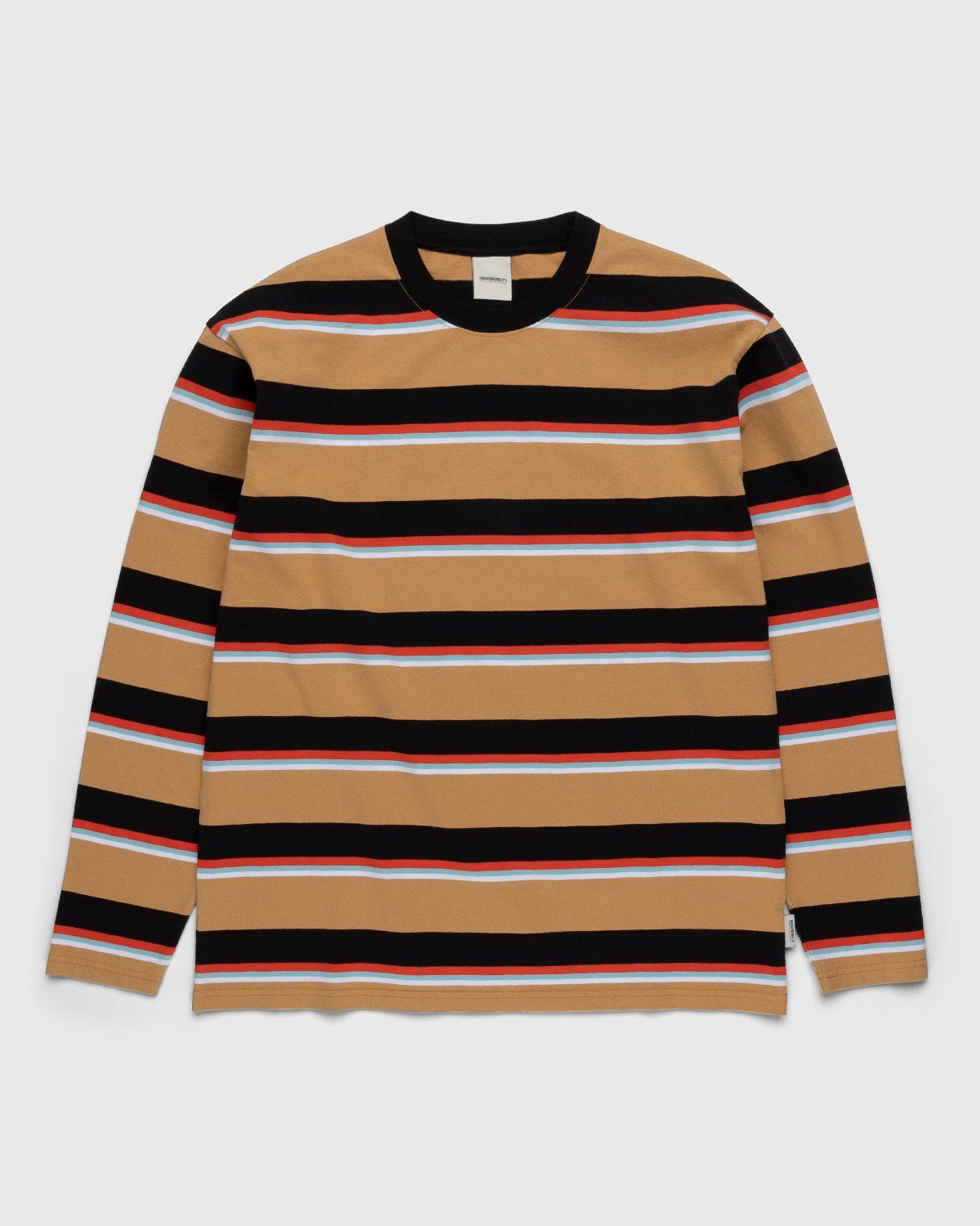 Highsnobiety – Stripe Longsleeve Jersey Sand Stone - Longsleeves - Brown - Image 1