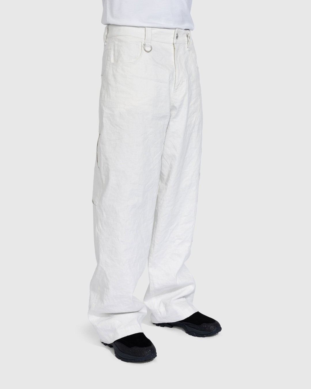 Trussardi – Wrinkled Cotton Trousers White - Pants - White - Image 3
