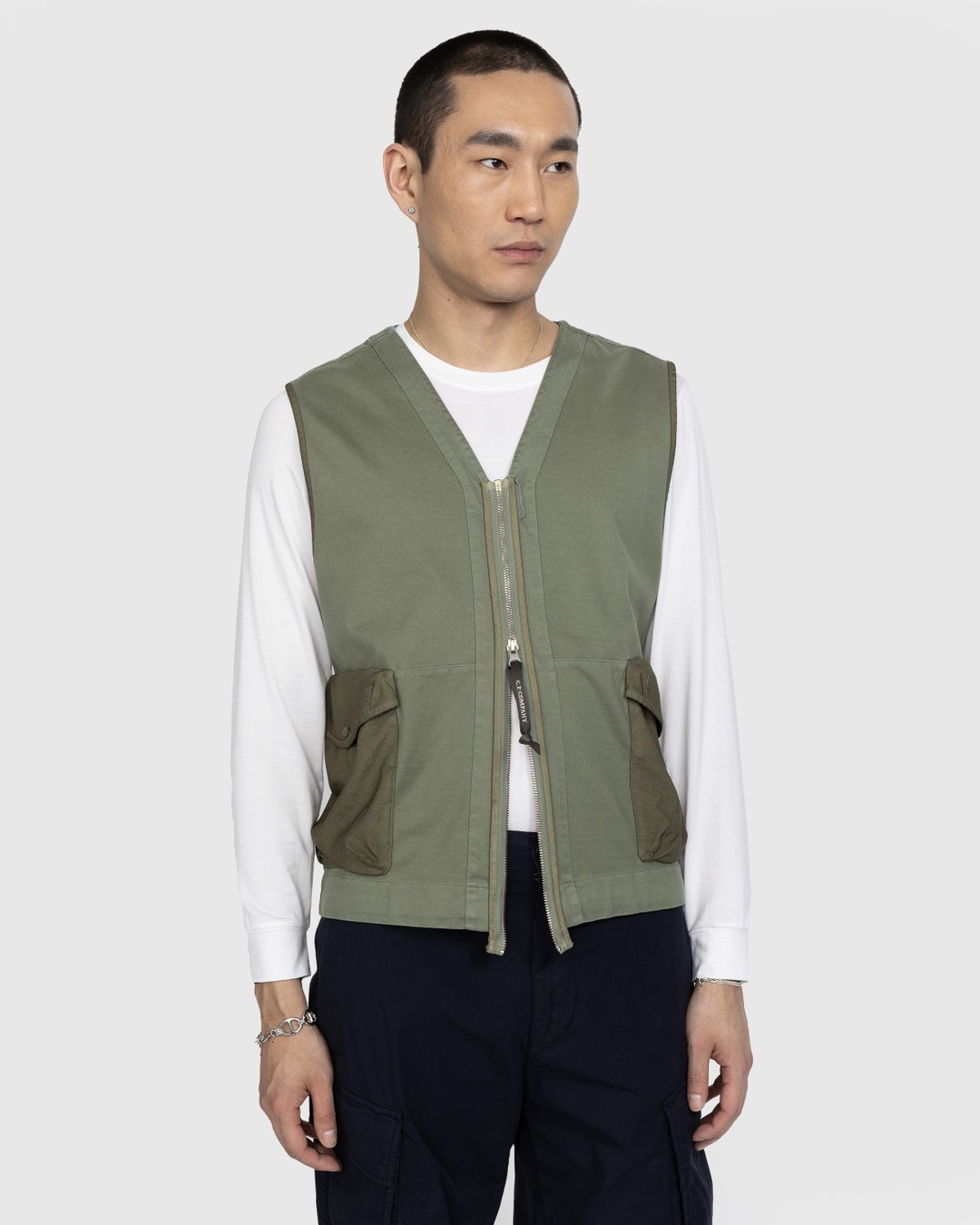 C.P. Company – Mercerized Heavy Jersey Mixed Zipped Vest Green - Outerwear - Green - Image 2