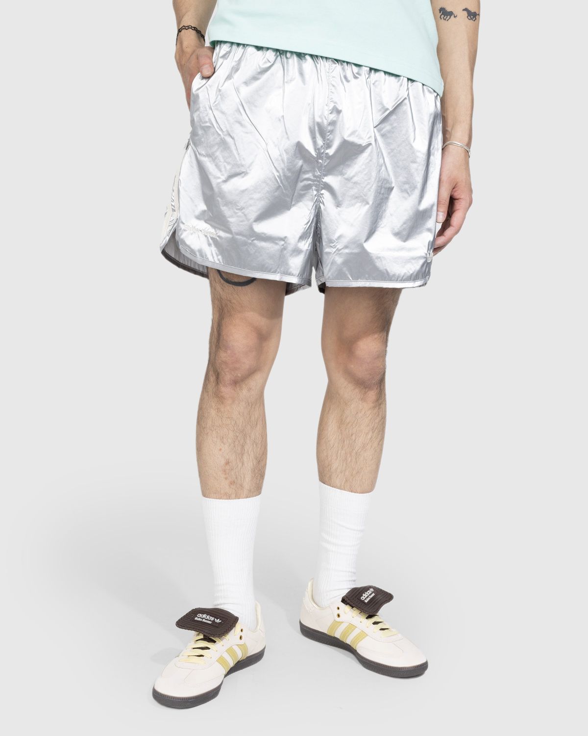 Adidas x Wales Bonner – Metallic Track Shorts Silver | Highsnobiety Shop