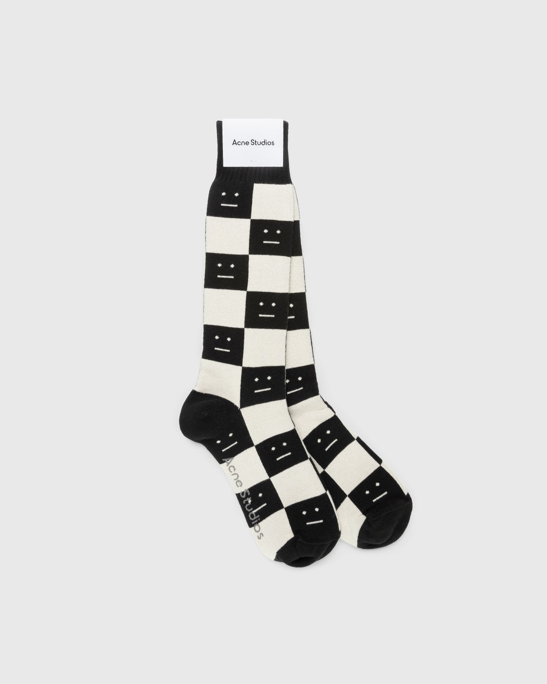Acne Studios – Checkerboard Socks Black/Oatmeal Beige - Crew - Black - Image 2