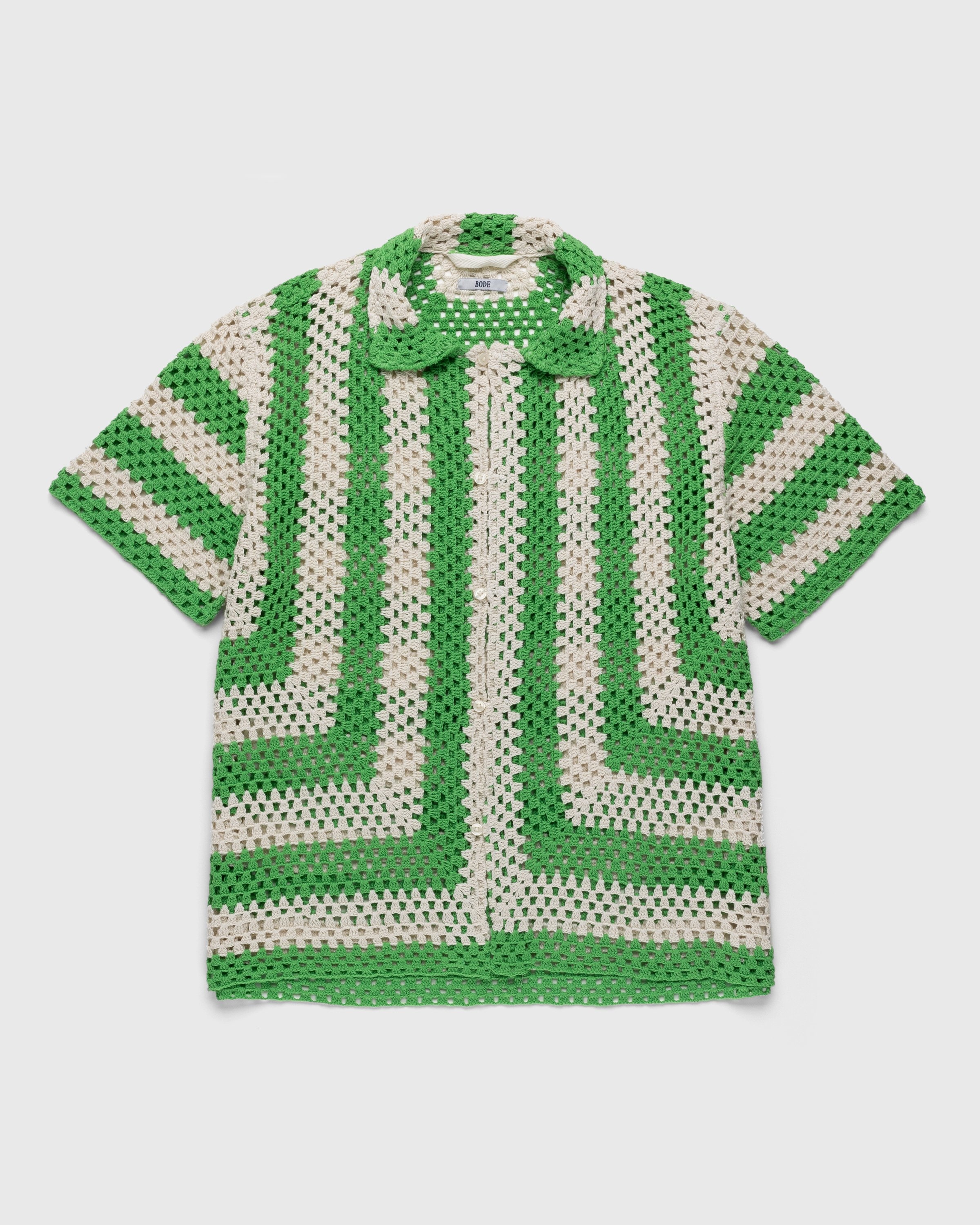 Bode – Crochet Shirt Green - Shirts - Green - Image 1