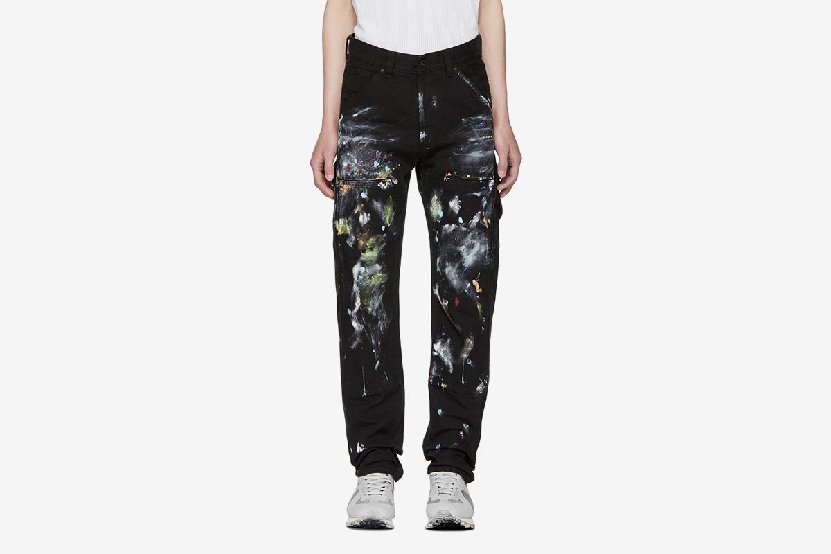 Kanye west painted jeans hotsell