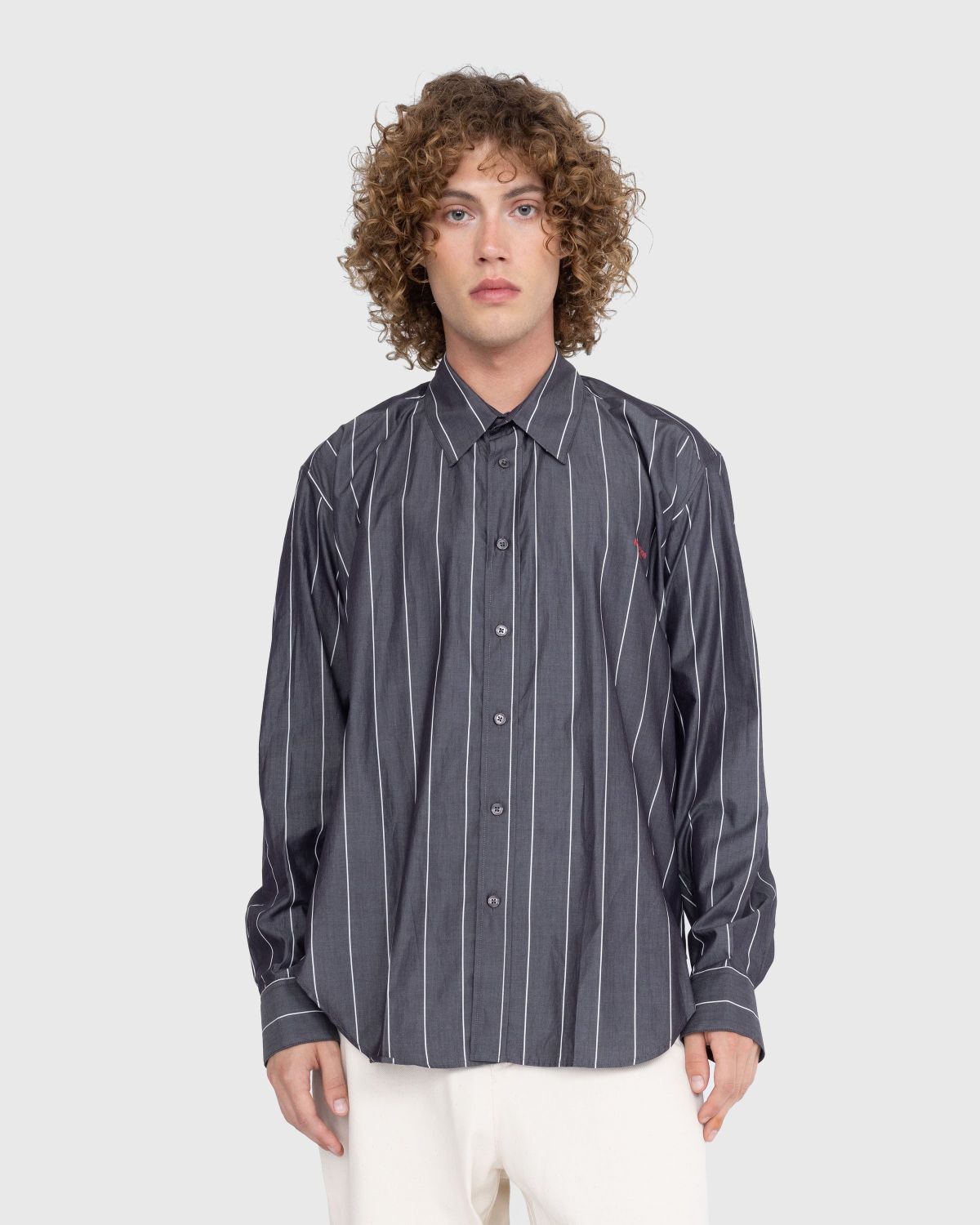 Martine Rose – Pulled Neck Shirt Grey/White - Shirts - Grey - Image 2