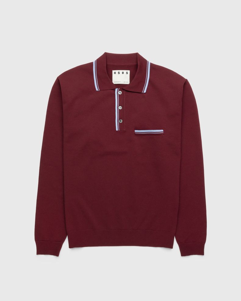Long Sleeves Knit Polo Bordeaux