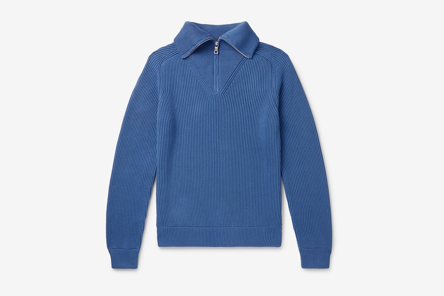 Ribbed Cotton Half-Zip Sweater