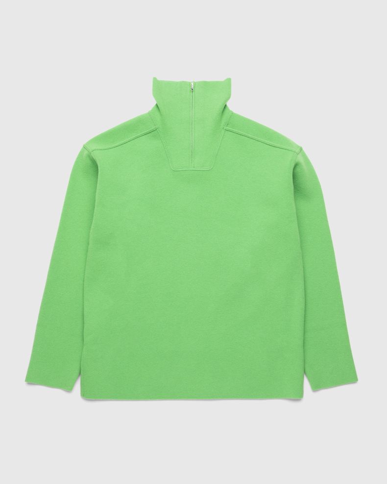 Heavy Milano Rib Knit Zip Turtleneck Green