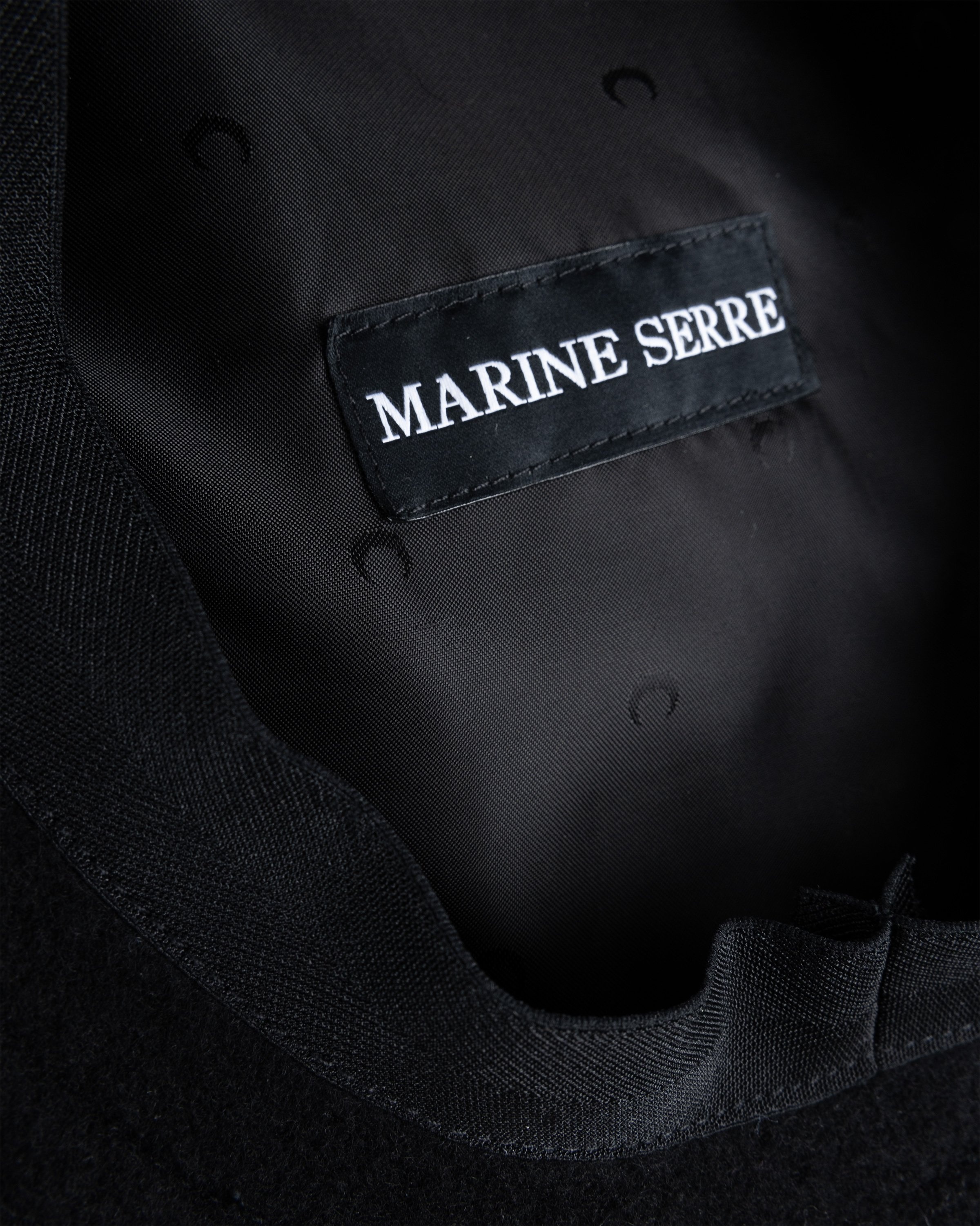 Marine Serre – Embroidered French Beret Black - Hats - Black - Image 4