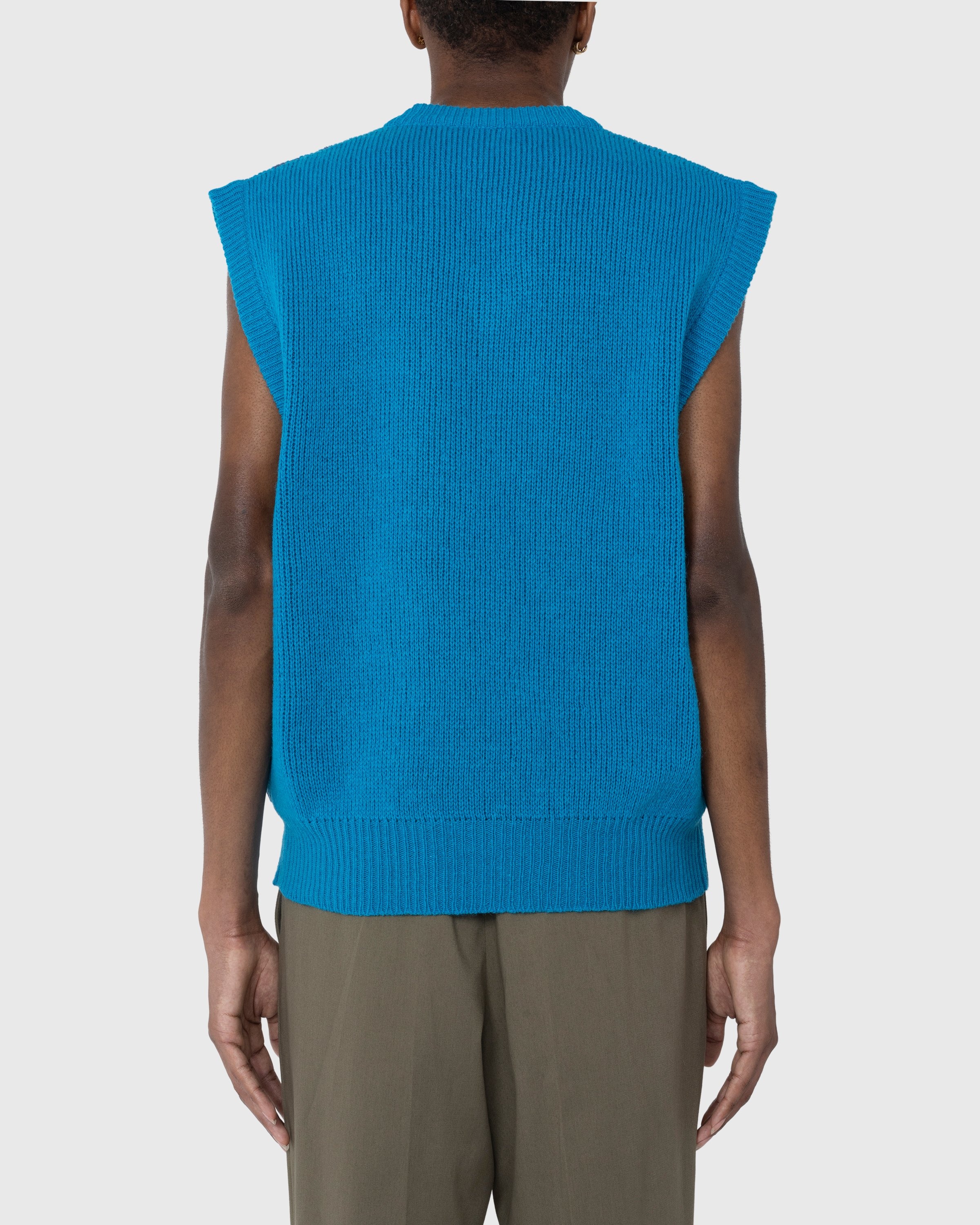 Marni – Shetland Wool V-Neck Sweater Vest Blue - Knitwear - Blue - Image 4