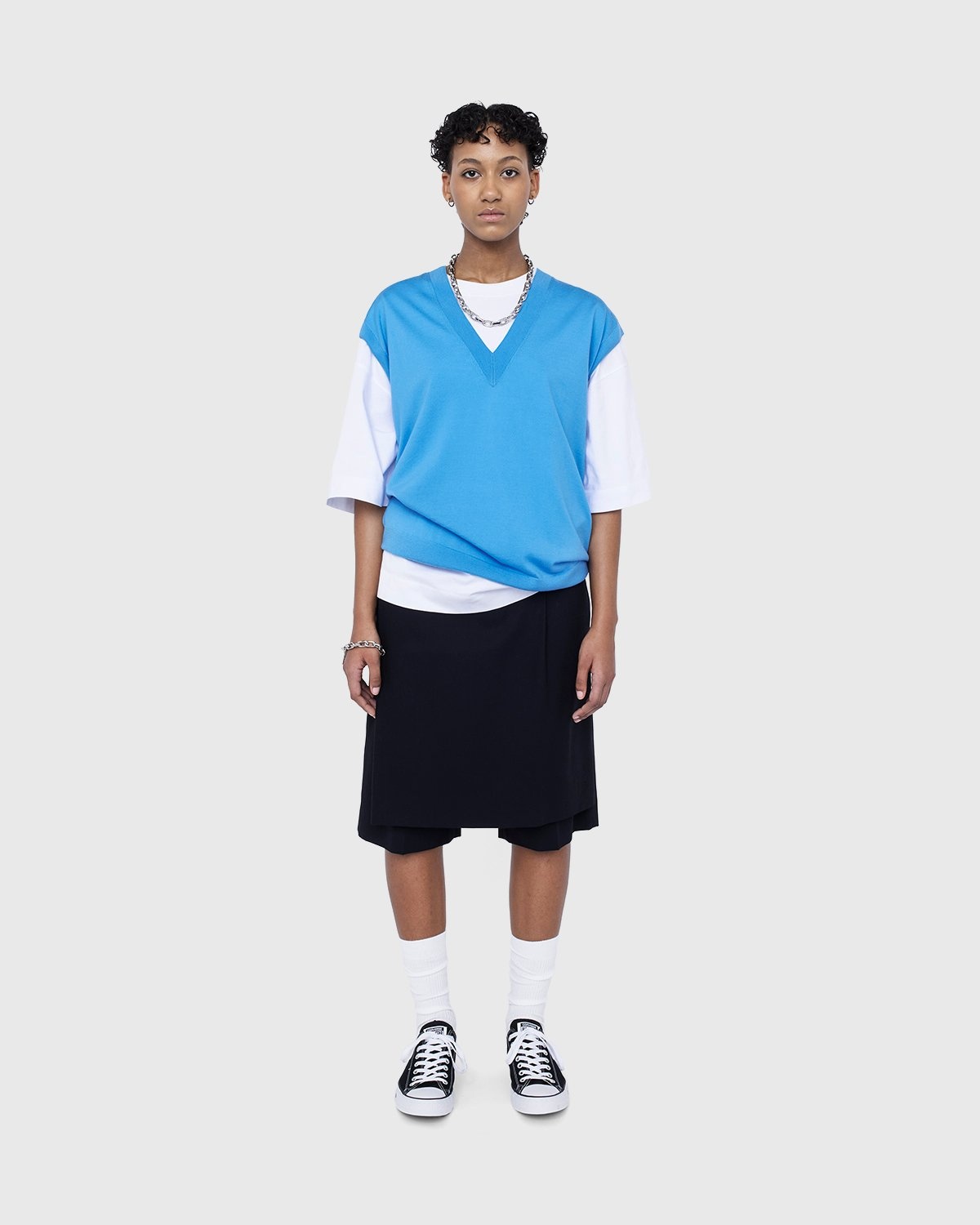 Dries van Noten – Merino Sleeveless Sweater Madonna - Knitwear - Blue - Image 6