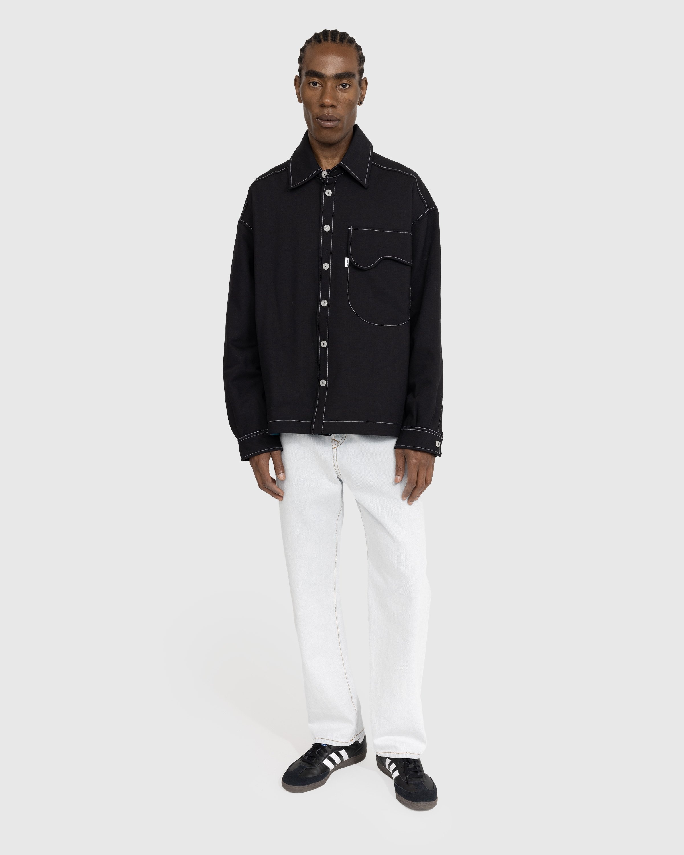 Bonsai – Contrast Stitch Button-Down Black - Shirts - Blue - Image 2