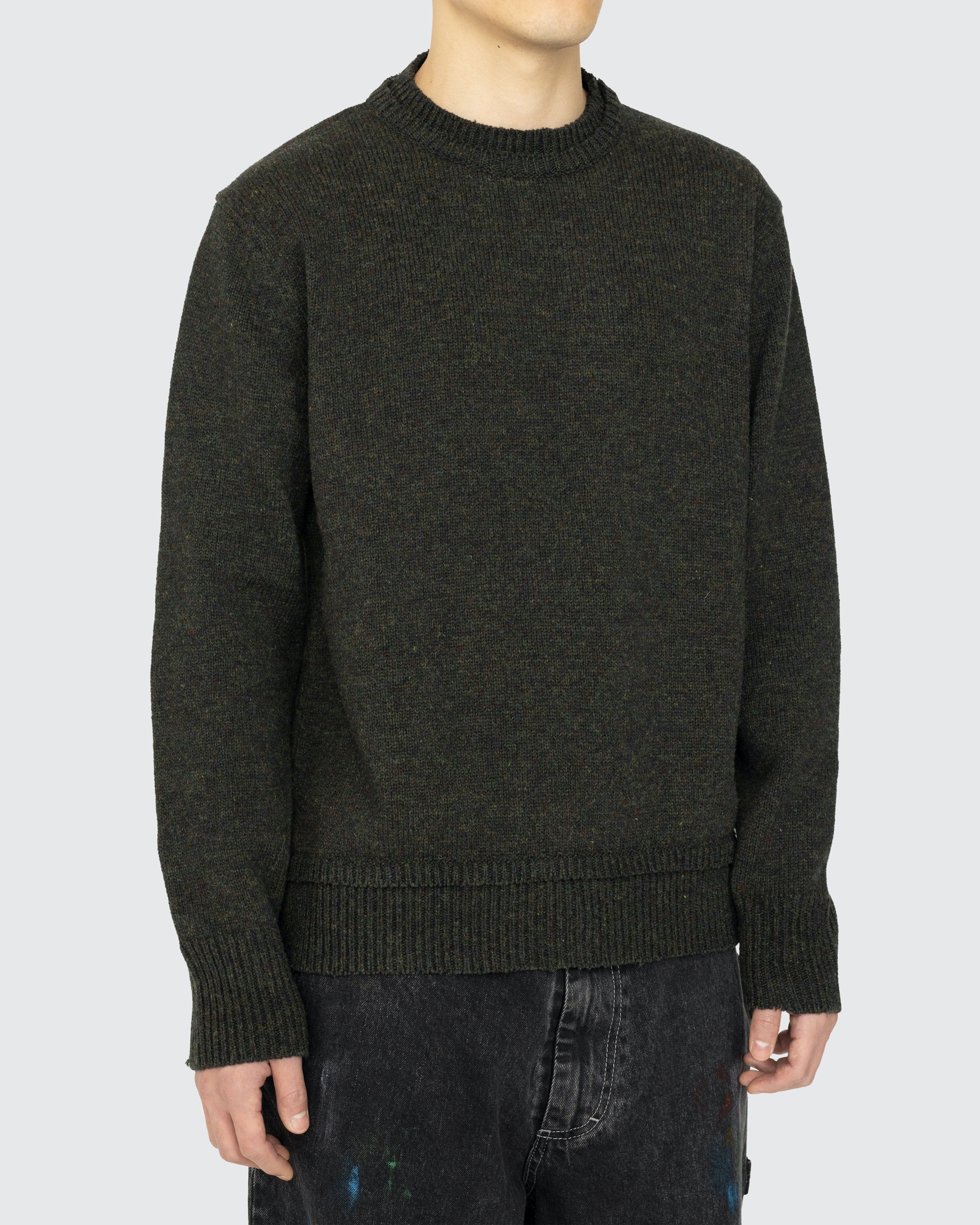 Maison Margiela – Elbow Patch Sweater Dark Green - Crewnecks - Green - Image 3