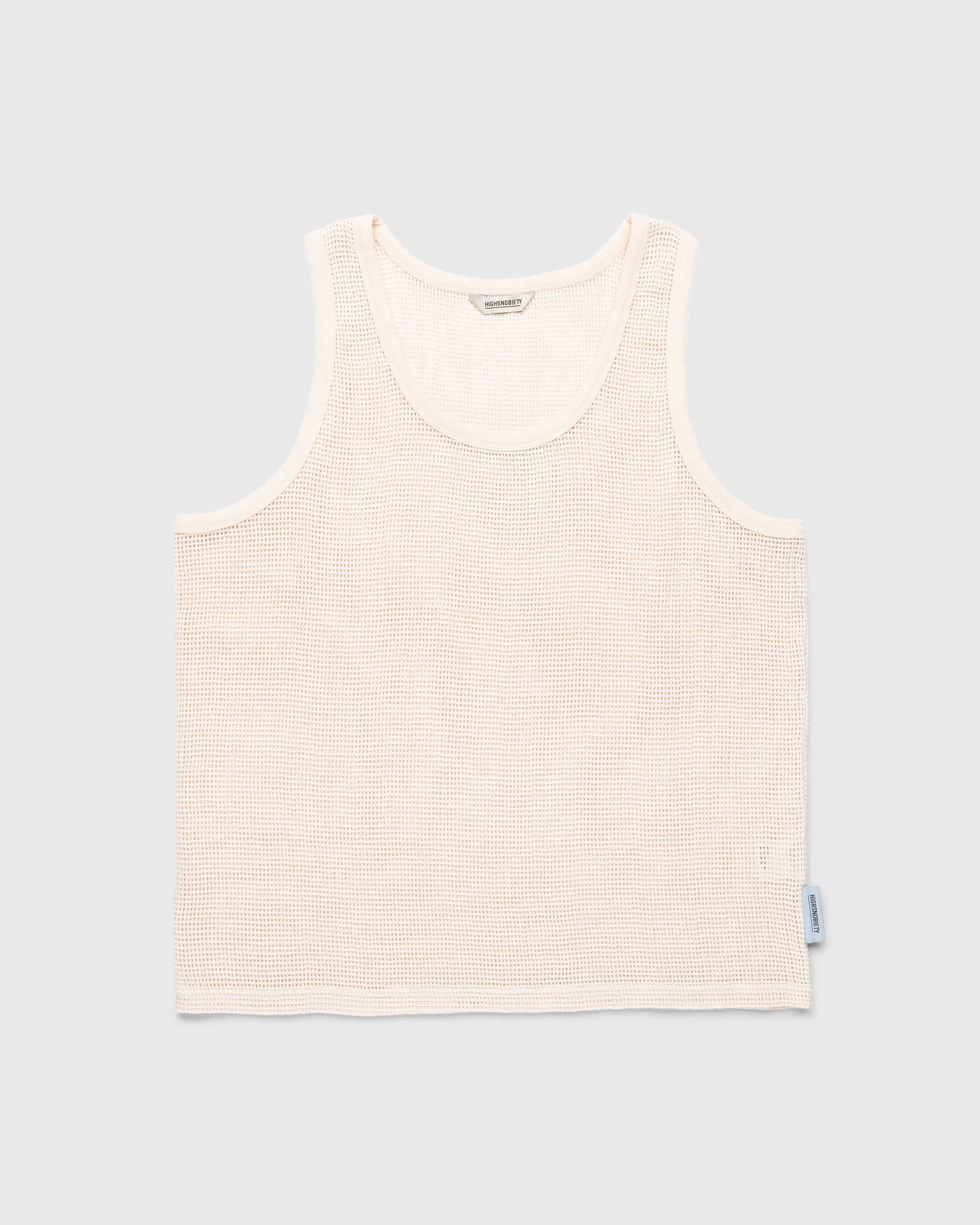 Highsnobiety – Cotton Mesh Knit Tank Top Eggshell - Tops - Beige - Image 1