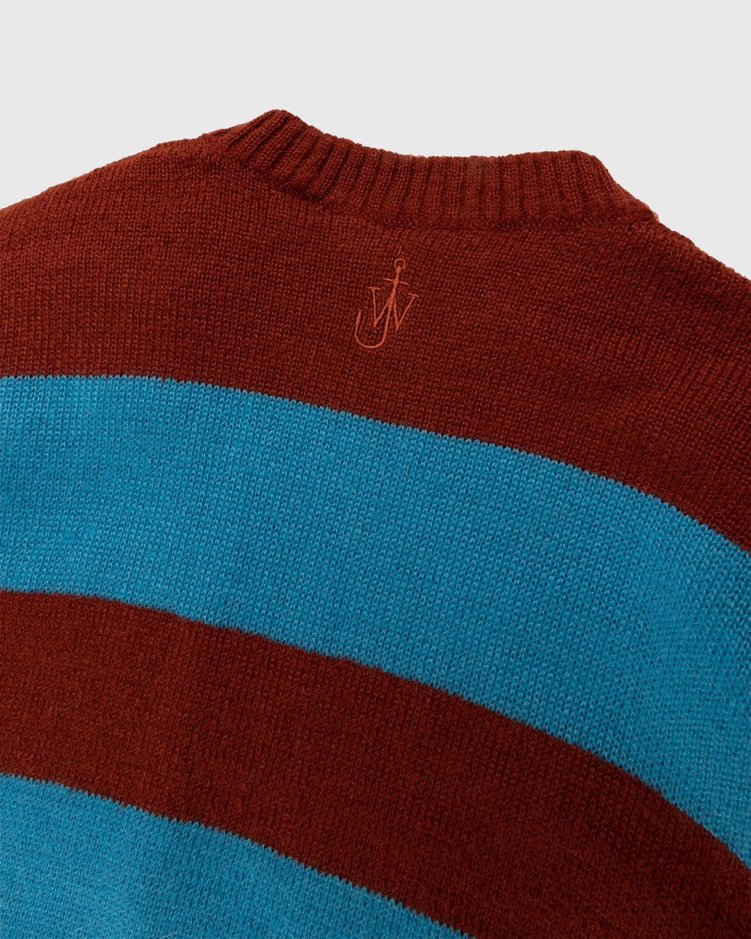 J.W. Anderson – Striped Patch Pocket Crewneck Jumper Blue/Pecan - Knitwear - Multi - Image 3
