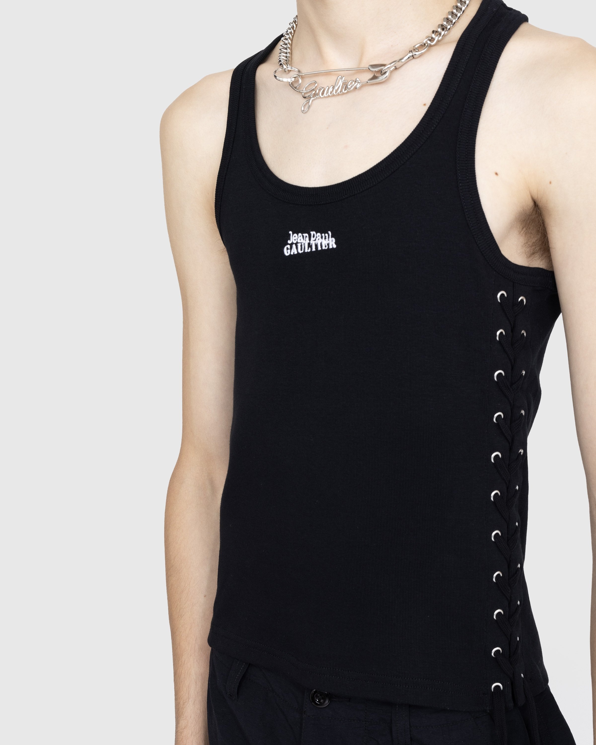 Jean Paul Gaultier – Laced Tank Top Black - Tank Tops - Black - Image 4