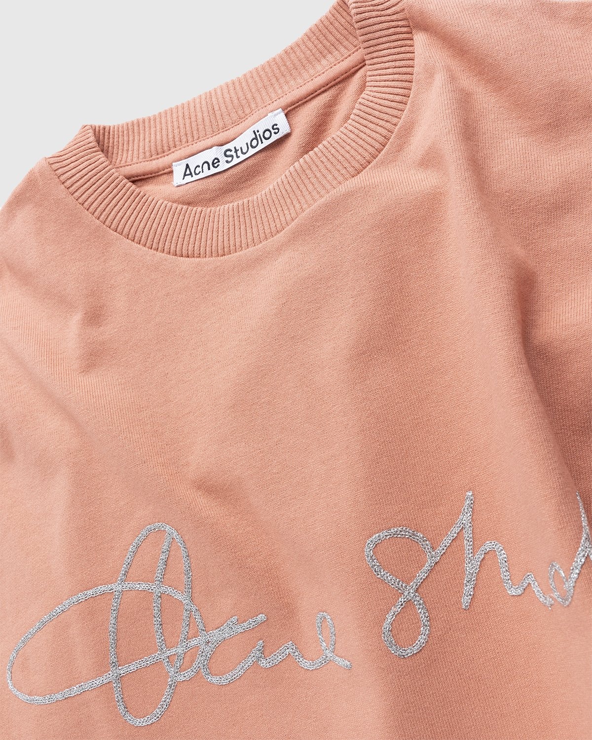 Acne Studios – Cotton Logo T-Shirt Old Pink - Tops - Pink - Image 3