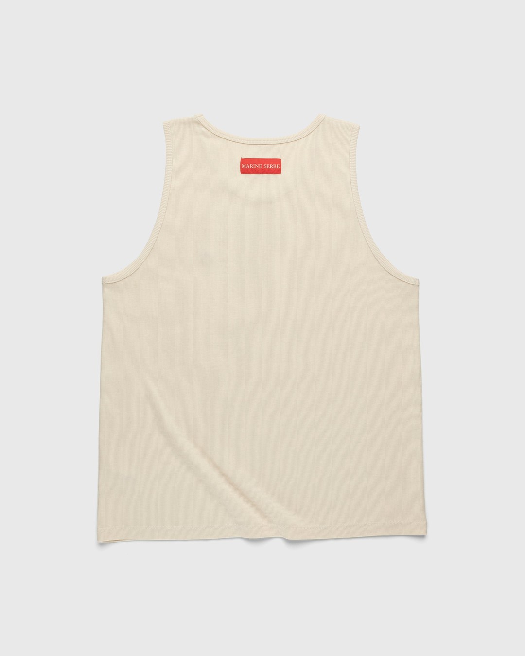 Marine Serre – Organic Cotton Ribbed Tank Top Beige - Men Tops - Beige - Image 3