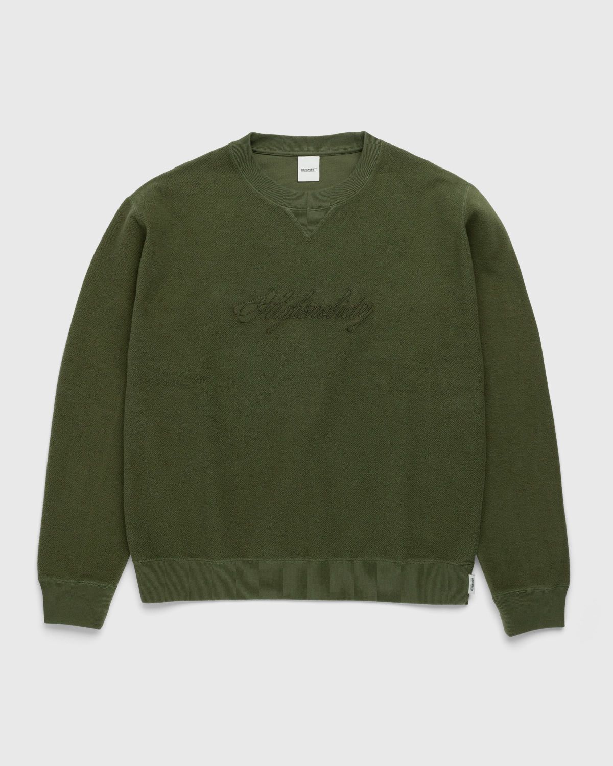 Highsnobiety – Script Logo Reverse Fleece Crew Green - Sweats - Green - Image 1