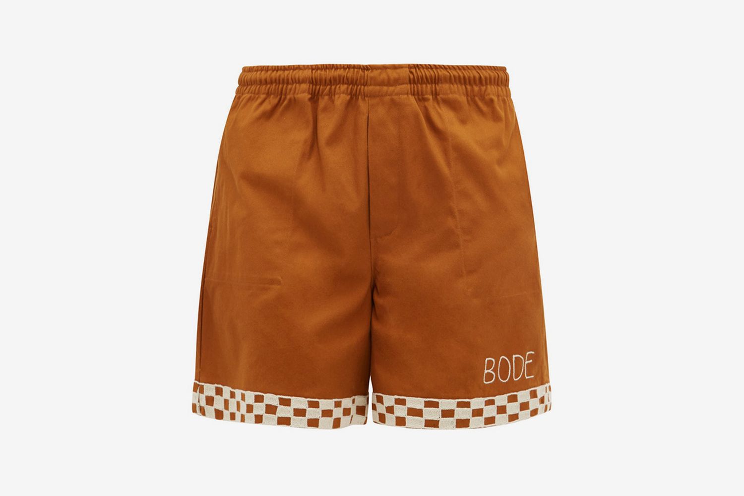 Checkerboard Embroidered Cotton Shorts