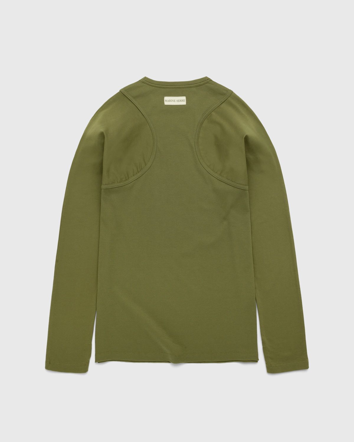 Marine Serre – Organic Cotton Relaxed Long-Sleeve Top Green - Longsleeves - Green - Image 3