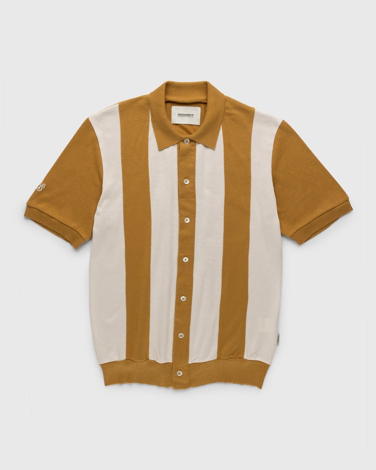 Highsnobiety – Knit Bowling Shirt Beige Brown - Shirts - Brown - Image 1