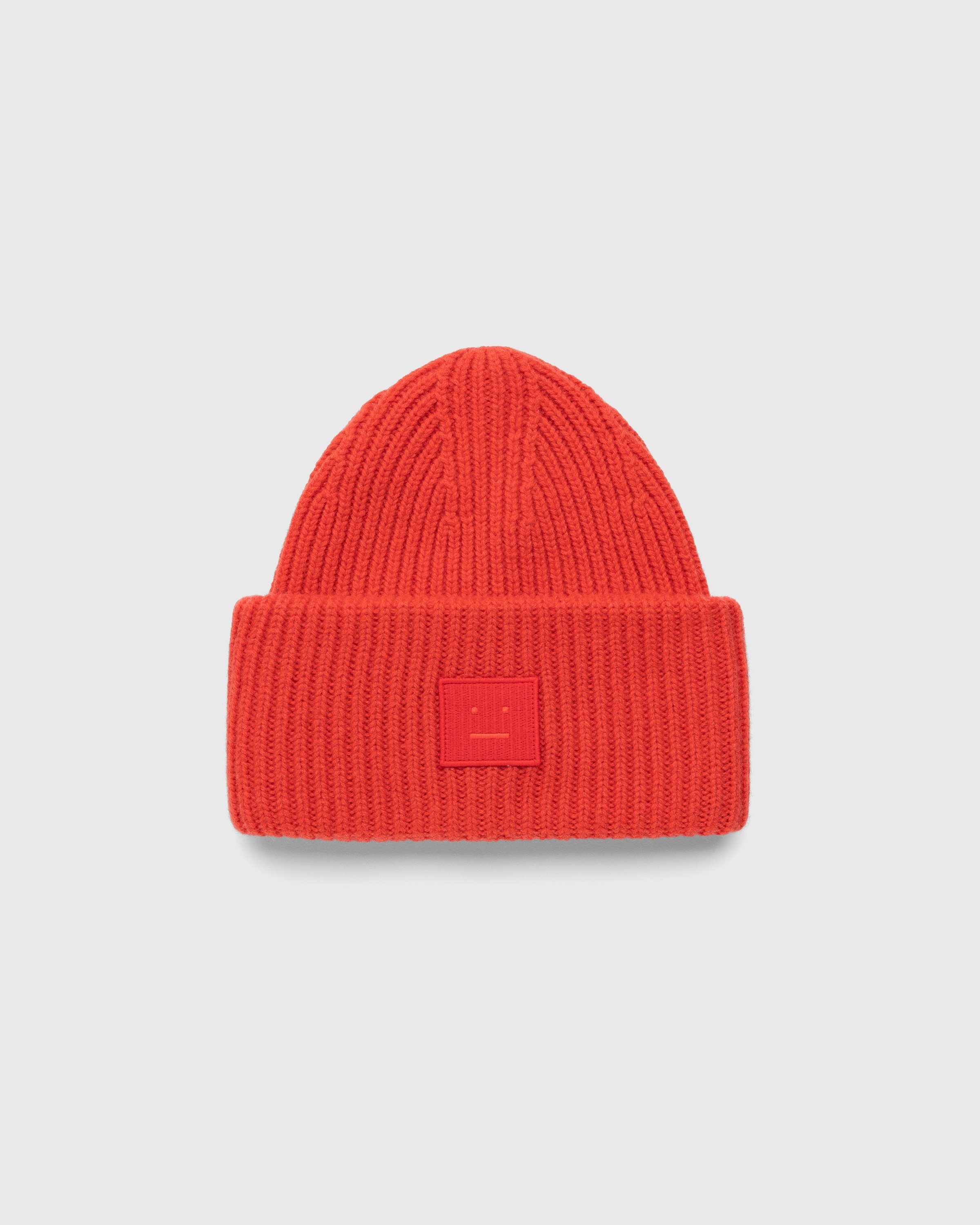 Acne Studios – Large Face Logo Beanie Red - Beanies - Red - Image 1