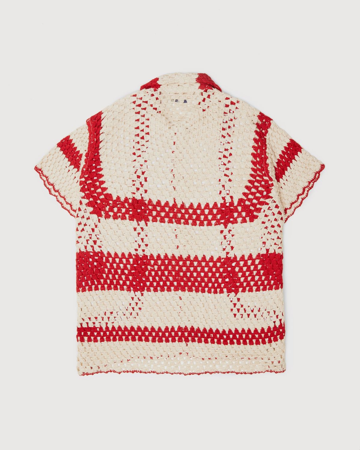 bode – Crochet Big Top Shirt White Red - Shirts - Beige - Image 2