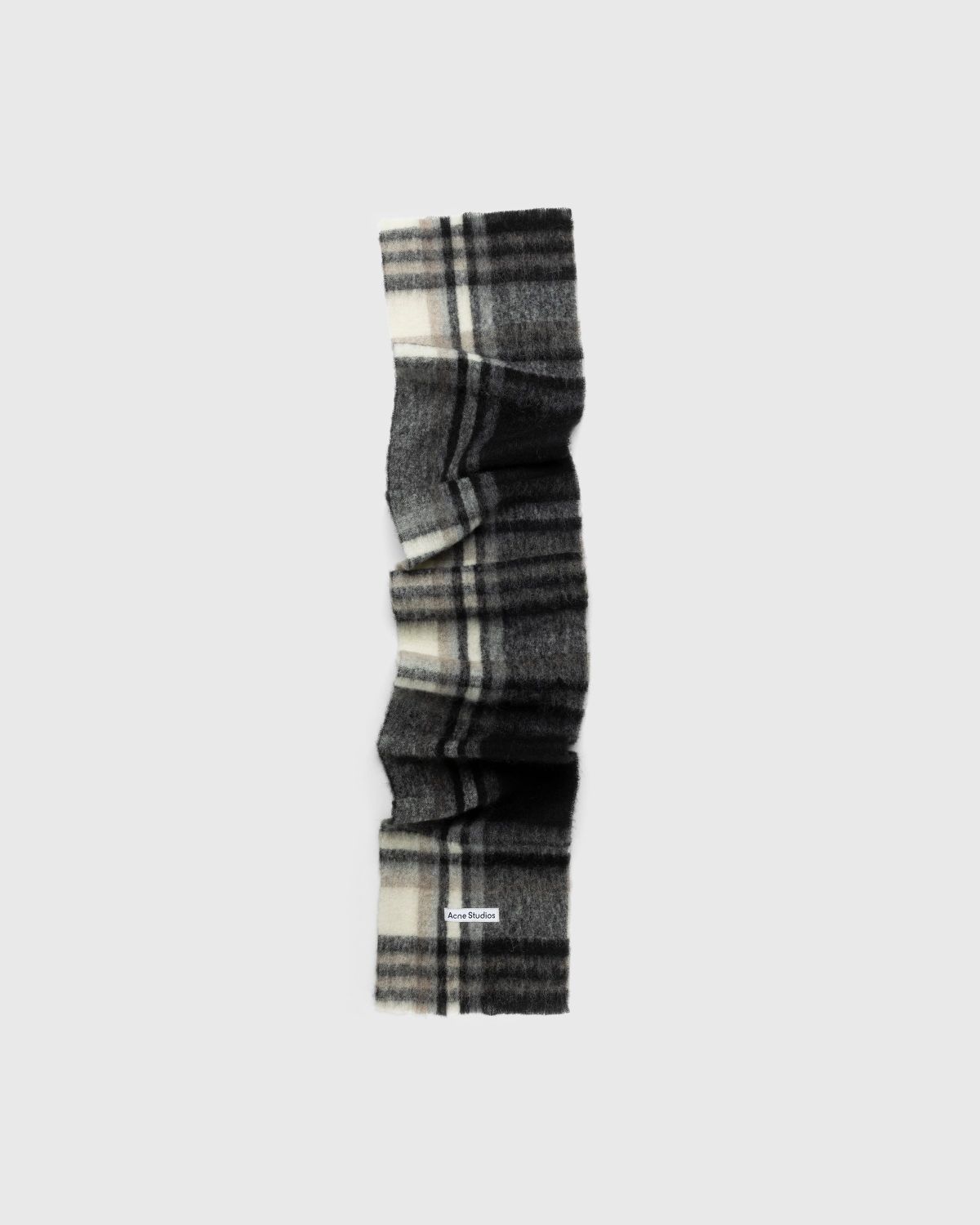 Acne Studios – Checked Mohair Scarf Grey - Scarves - Black - Image 1
