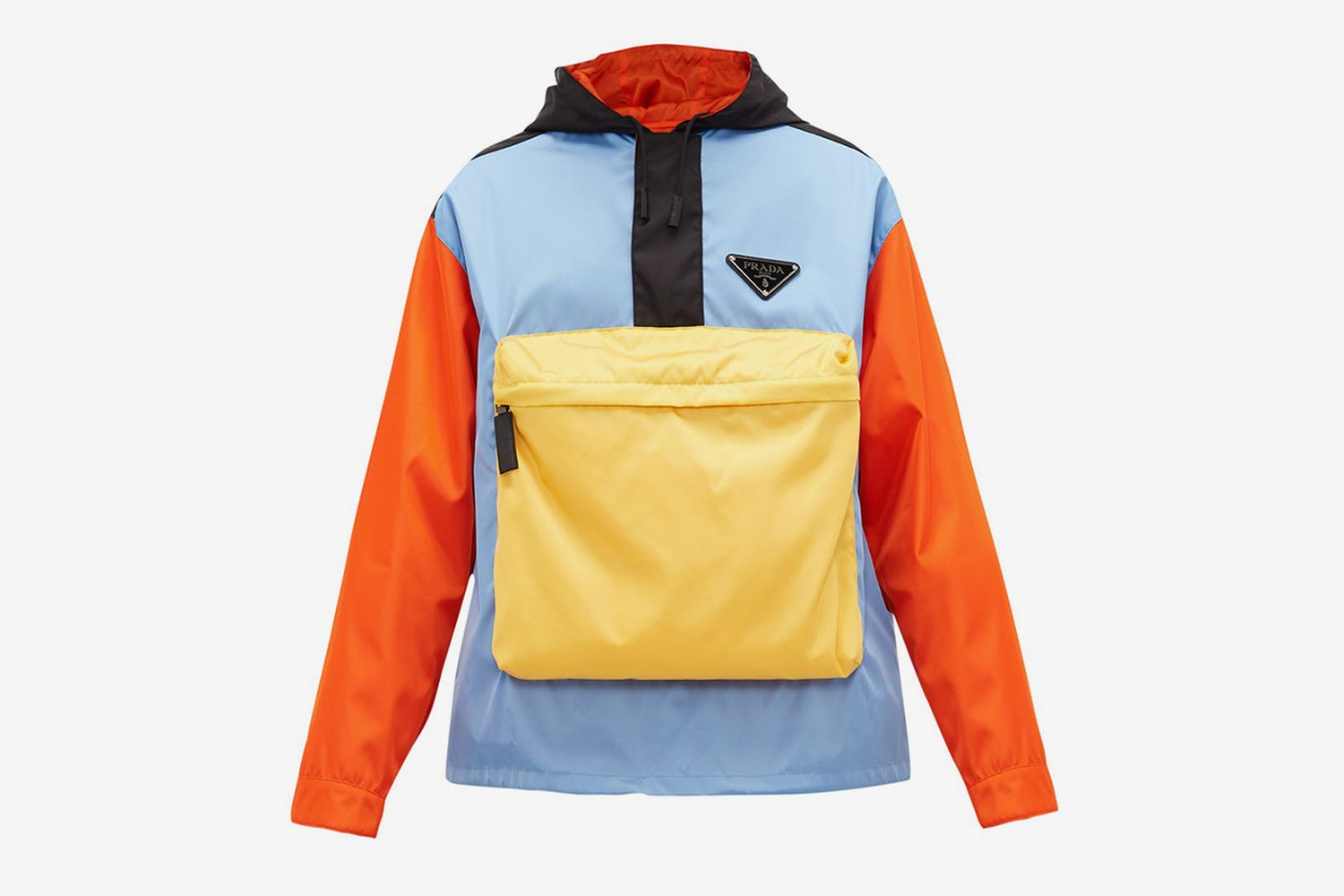 Colour-Block Nylon Hooded Jacket