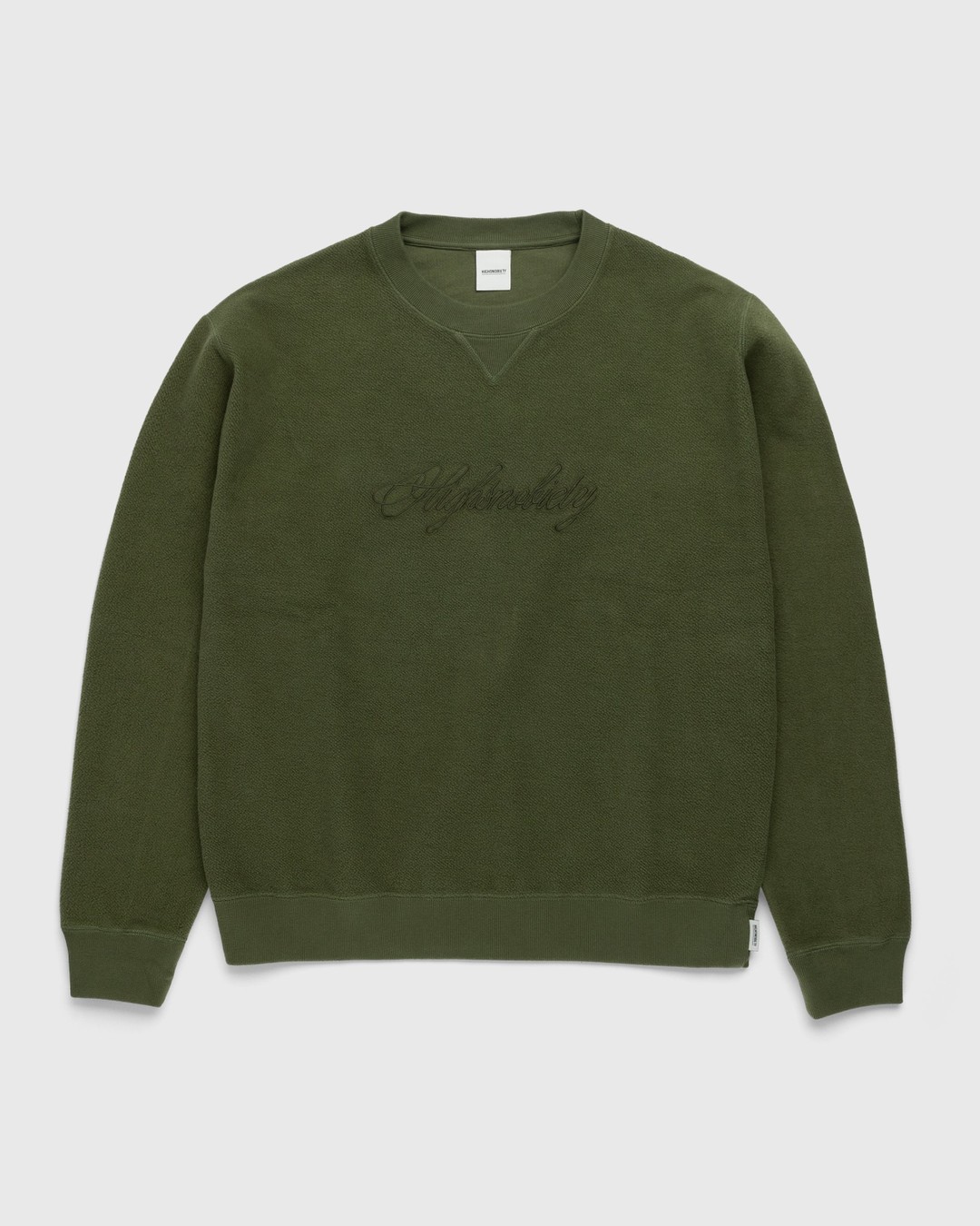 Highsnobiety – Script Logo Reverse Fleece Crew Green - Sweats - Green - Image 1