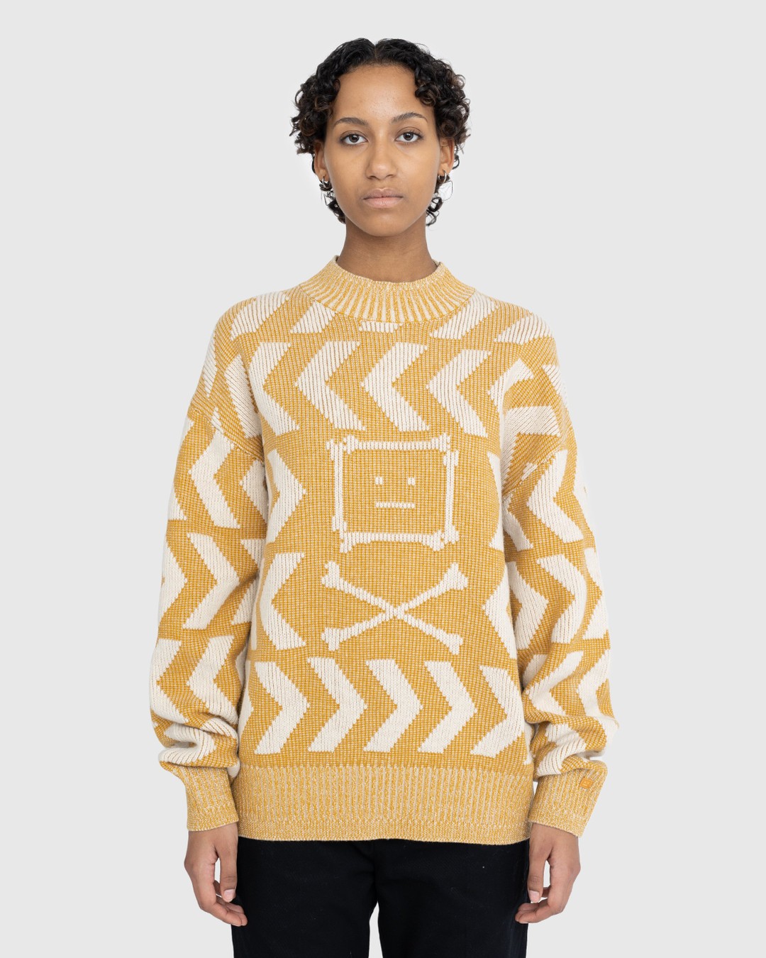Acne Studios – Face Crossbones and Arrow Crewneck Sweater Yellow - Crewnecks - Yellow - Image 2