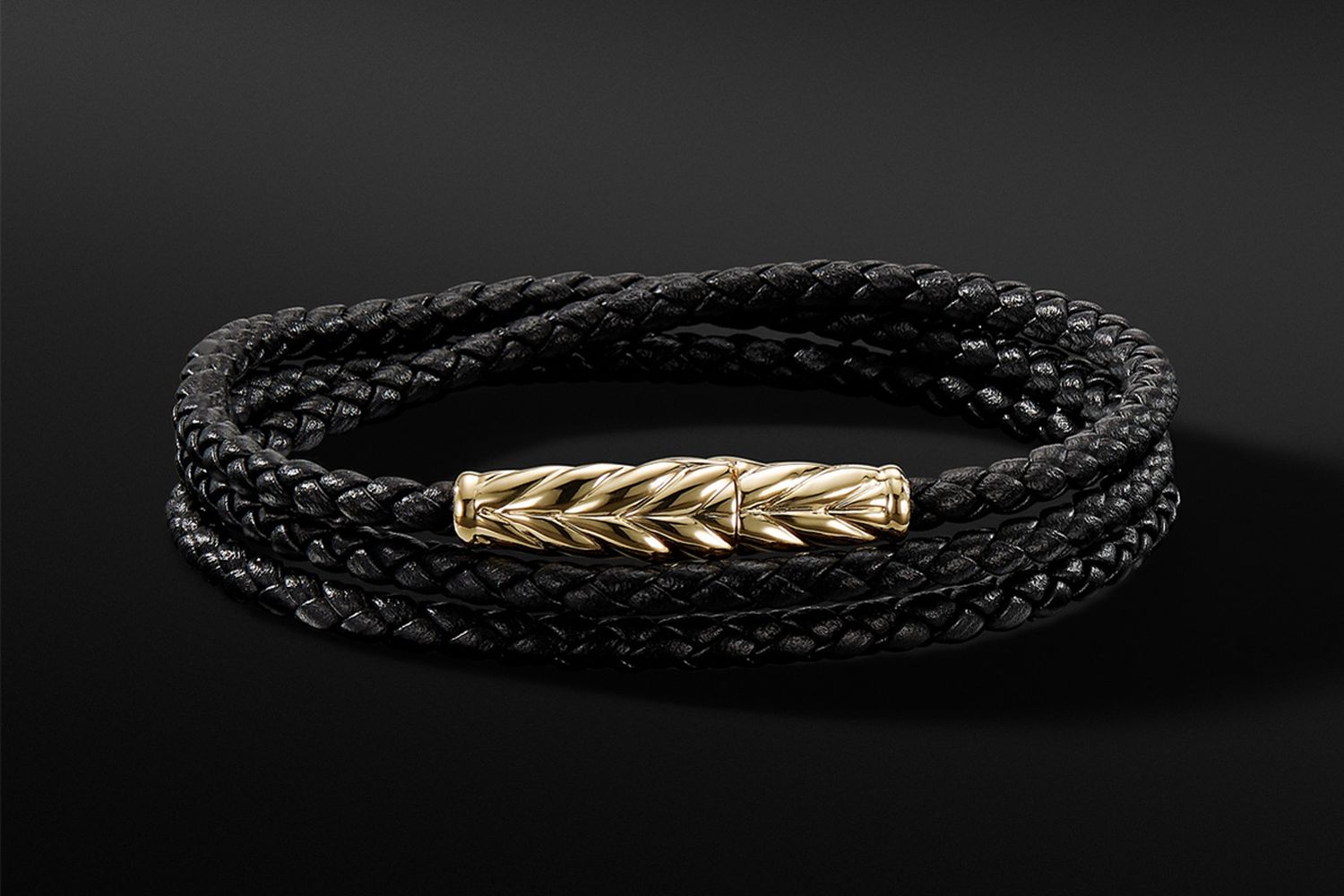 Chevron Triple-Wrap Bracelet in Black & 18K Gold