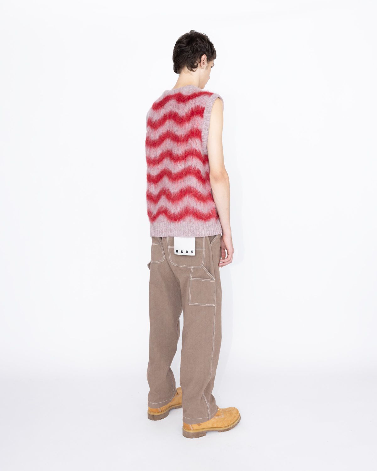 Highsnobiety HS05 – Alpaca Fuzzy Wave Sweater Vest Pale Rose/Red - Knitwear - Multi - Image 5