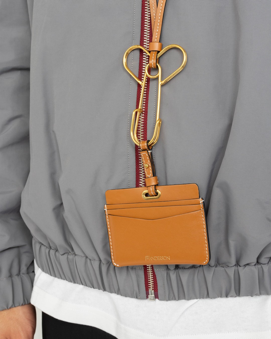 J.W. Anderson – Leather Cardholder With Penis Pin Strap Pecan - Wallets - Brown - Image 6