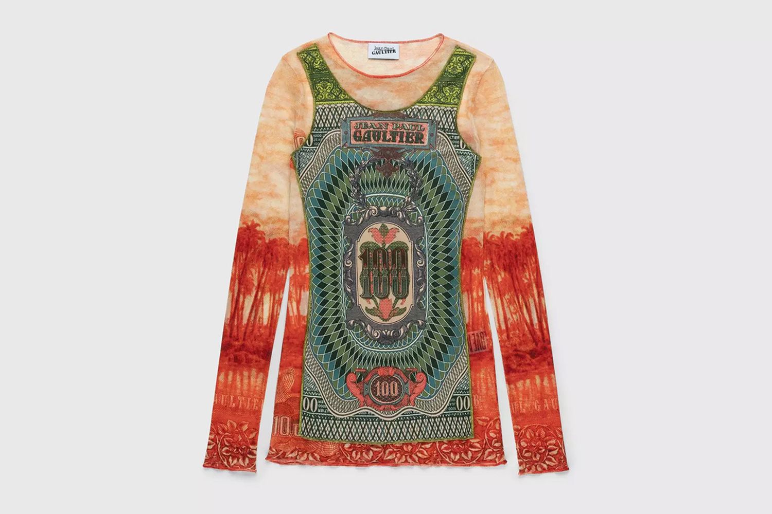 Banknote and Palm Tree Print Top