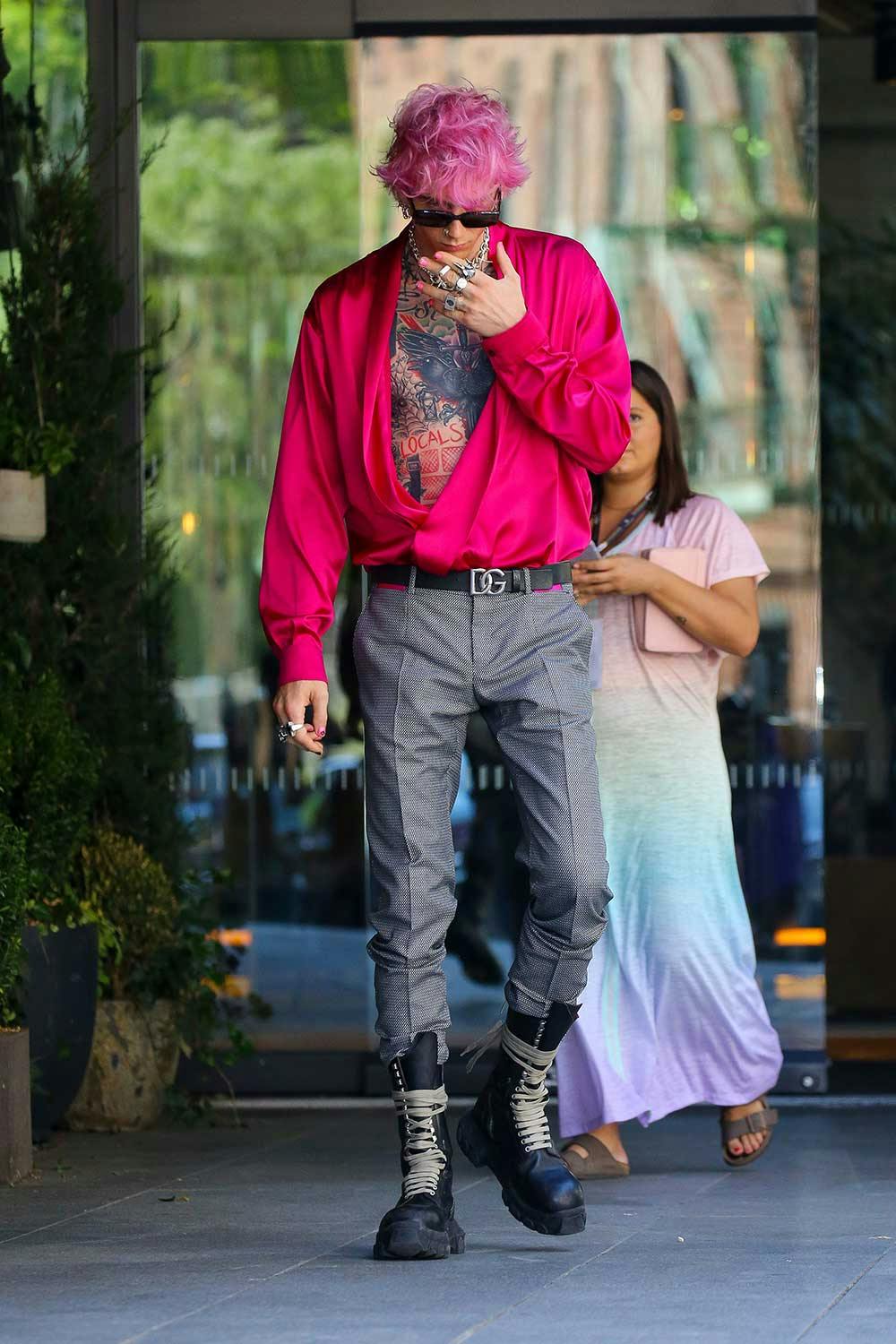 Machine Gun Kelly, Post-Bloody Champagne, Wears Pink & Rick Owens