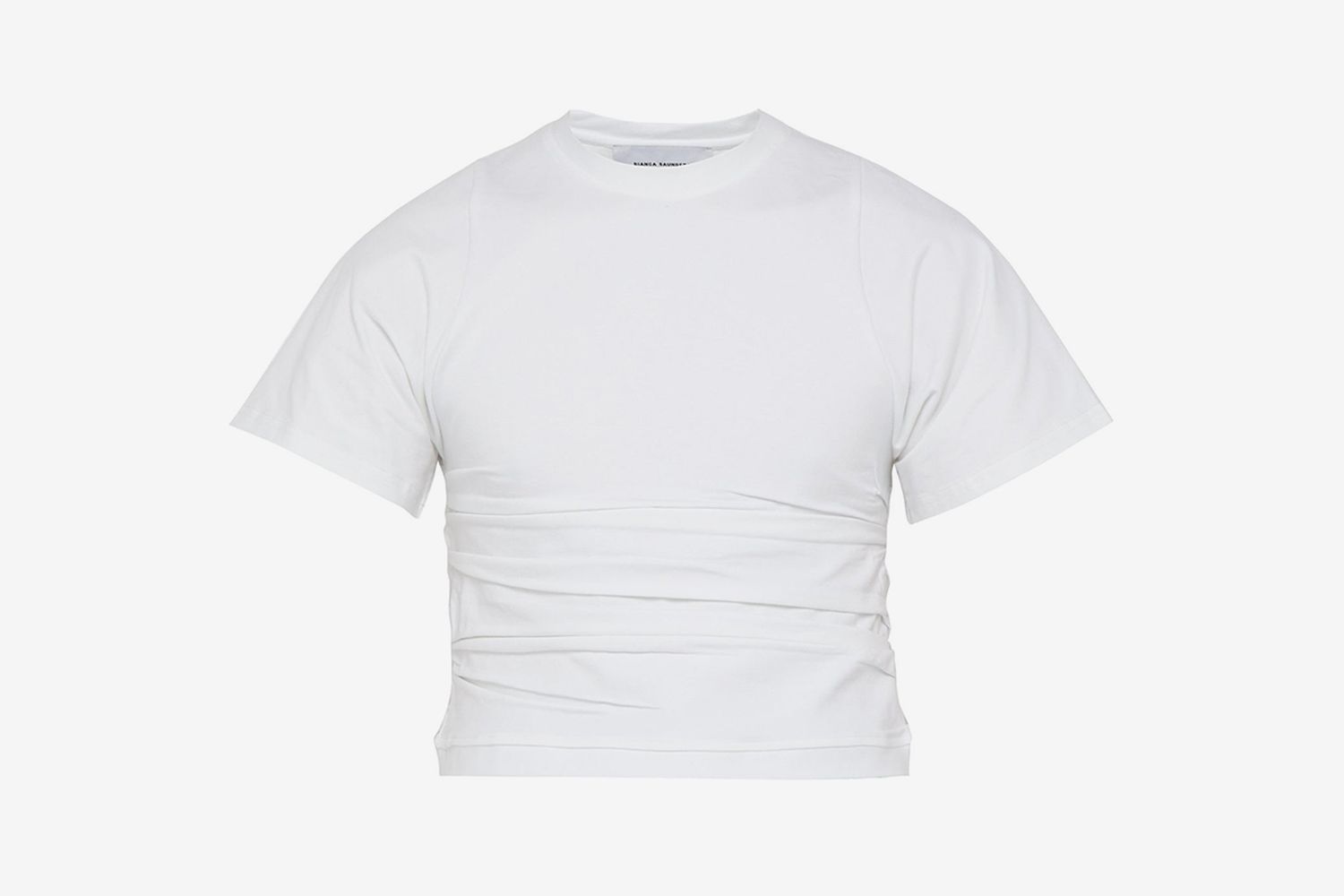 Creased Cropped Cotton-blend Top