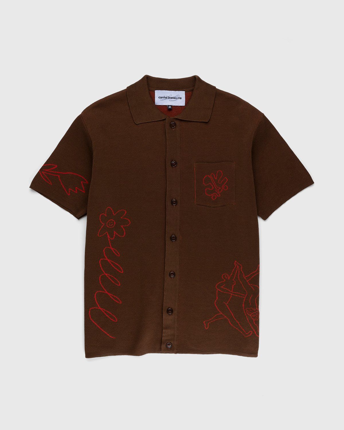 Carne Bollente – Upside Down Knit Shirt Brown - Shortsleeve Shirts - Brown - Image 1