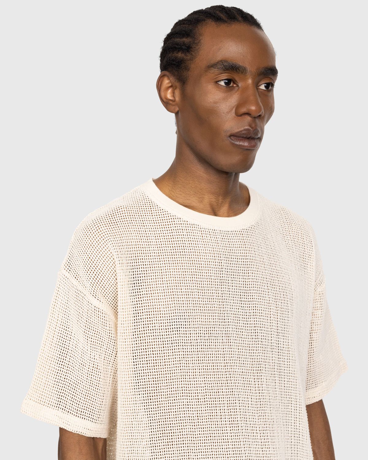 Highsnobiety – Cotton Mesh Knit T-Shirt Beige - T-shirts - Beige - Image 5