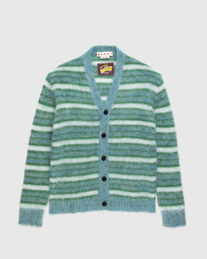 Marni – Striped Mohair Cardigan Blue