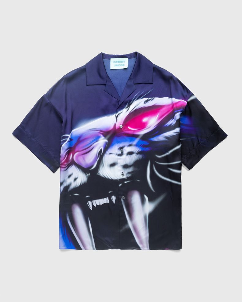 Satin Printed Shirt Navy/Lilac