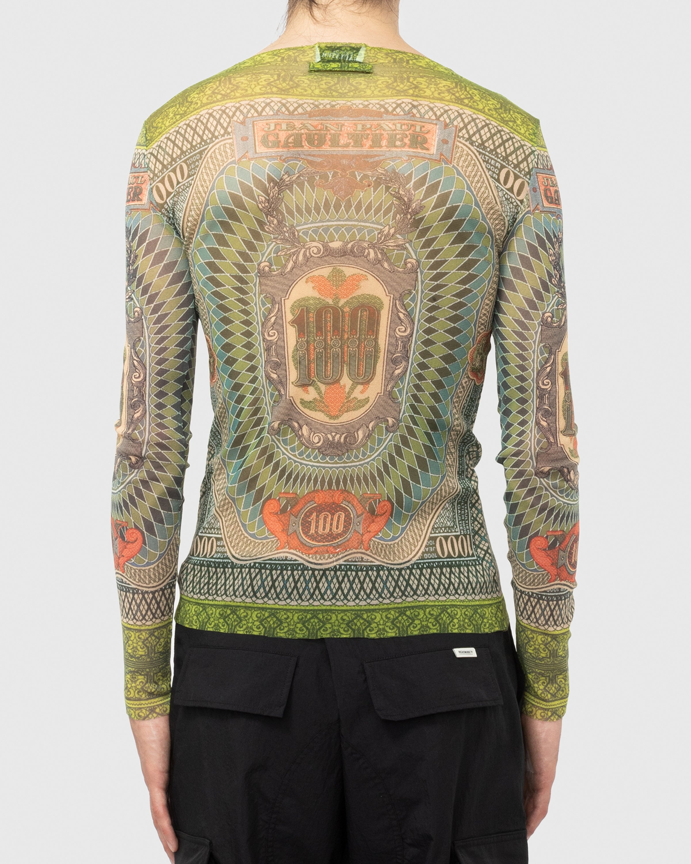 Jean Paul Gaultier – Long-Sleeve Banknote Top Multi - Sweats - Green - Image 3
