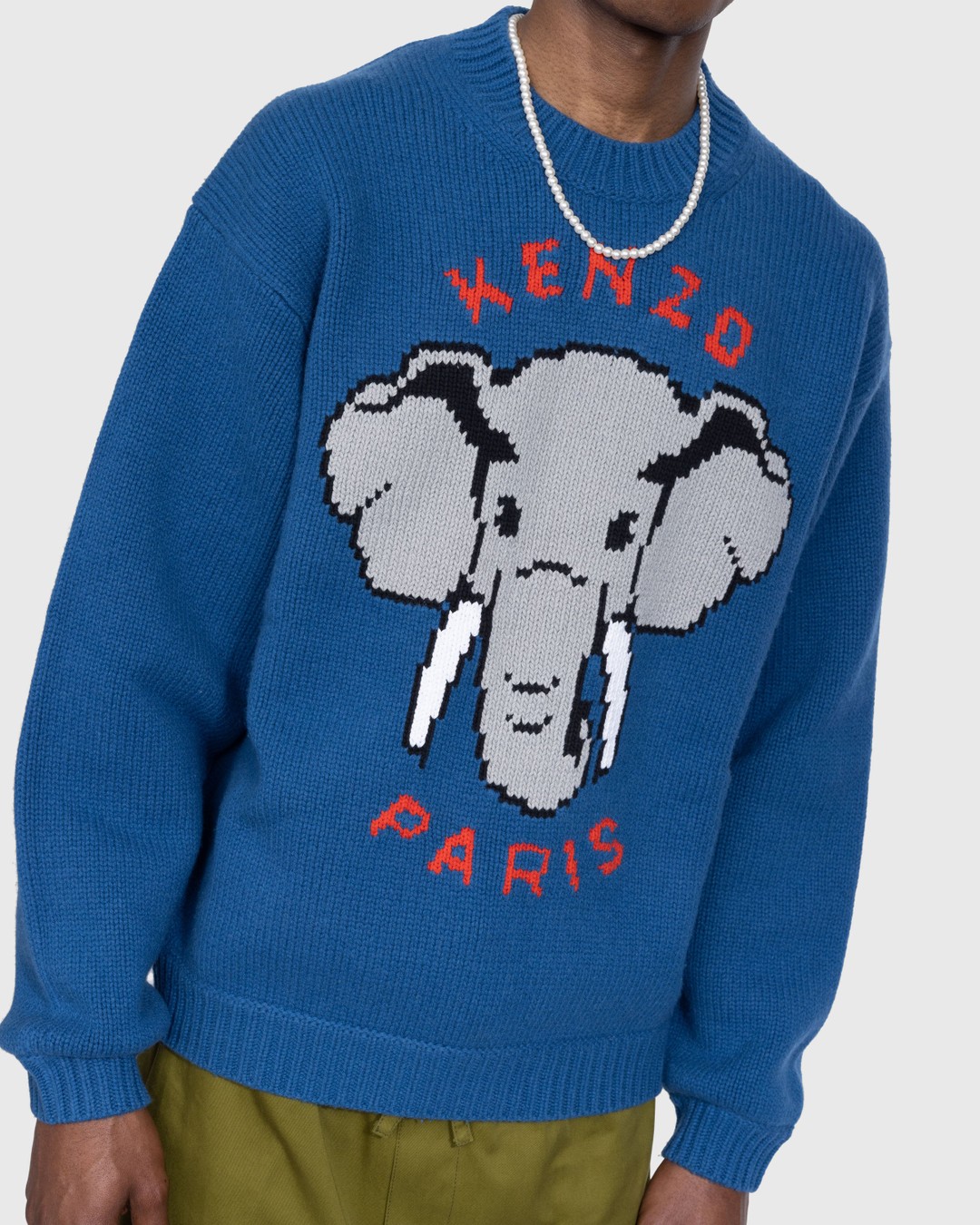 Kenzo – Bowling Elephant Merino Wool Jumper Wisteria - Knitwear - Blue - Image 4