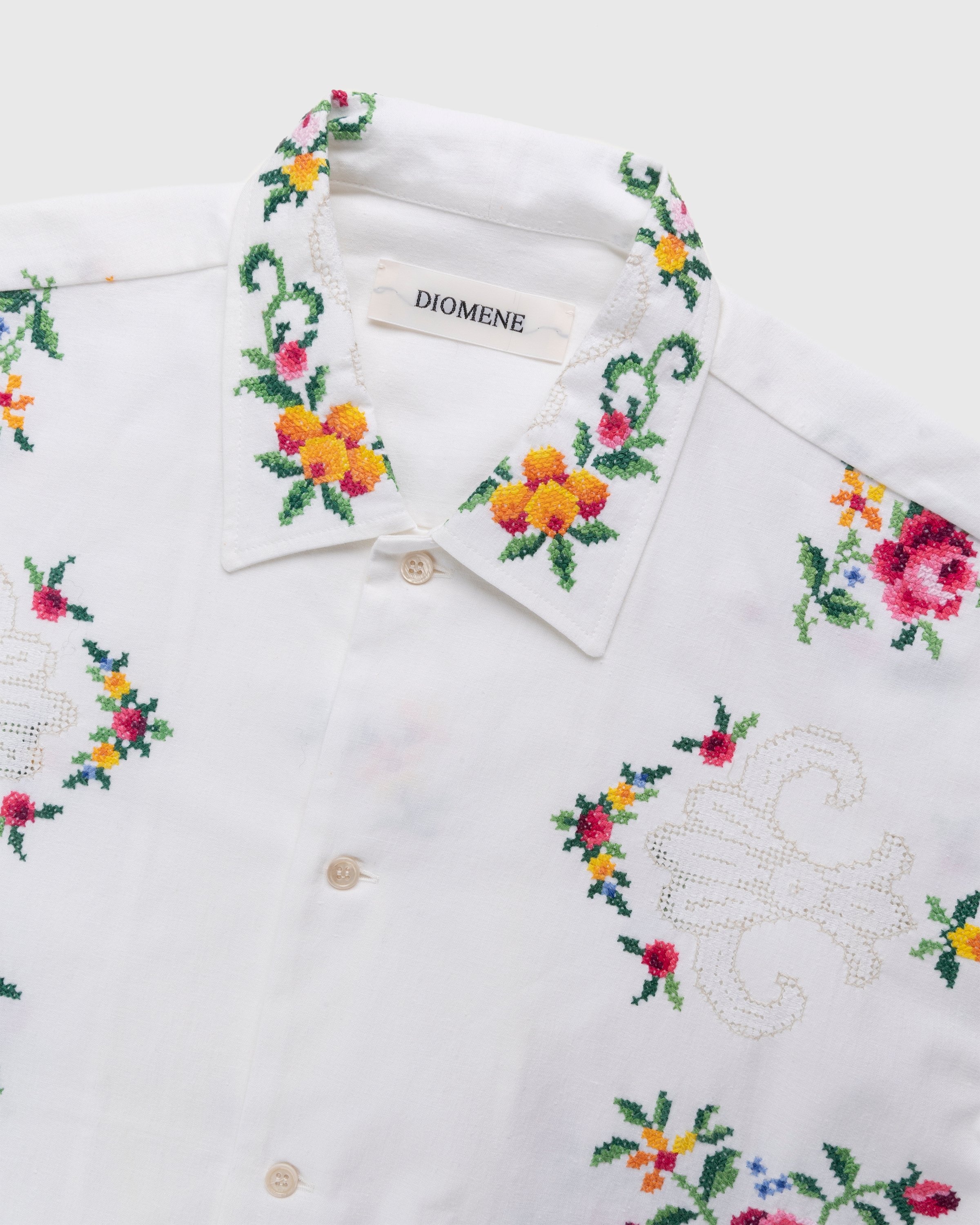 Diomene by Damir Doma – Embroidered Vacation Shirt White/Green - Shortsleeve Shirts - White - Image 6