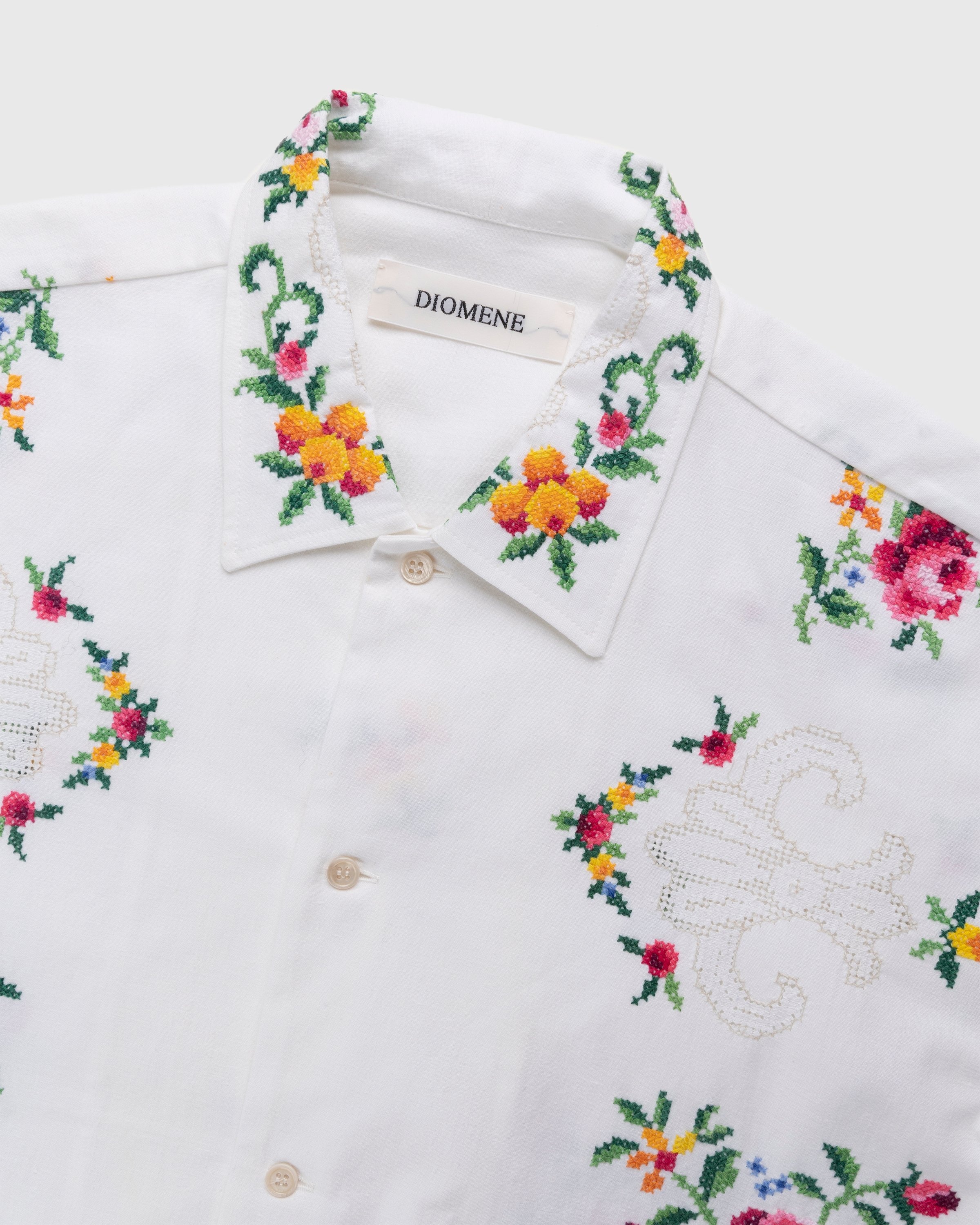 Diomene by Damir Doma – Embroidered Vacation Shirt White/Green - Shirts - White - Image 6
