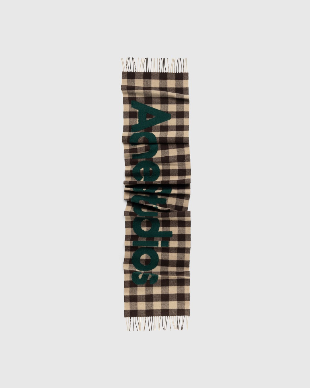 Acne Studios – Check Logo Scarf Brown/Green - Scarves - Multi - Image 1