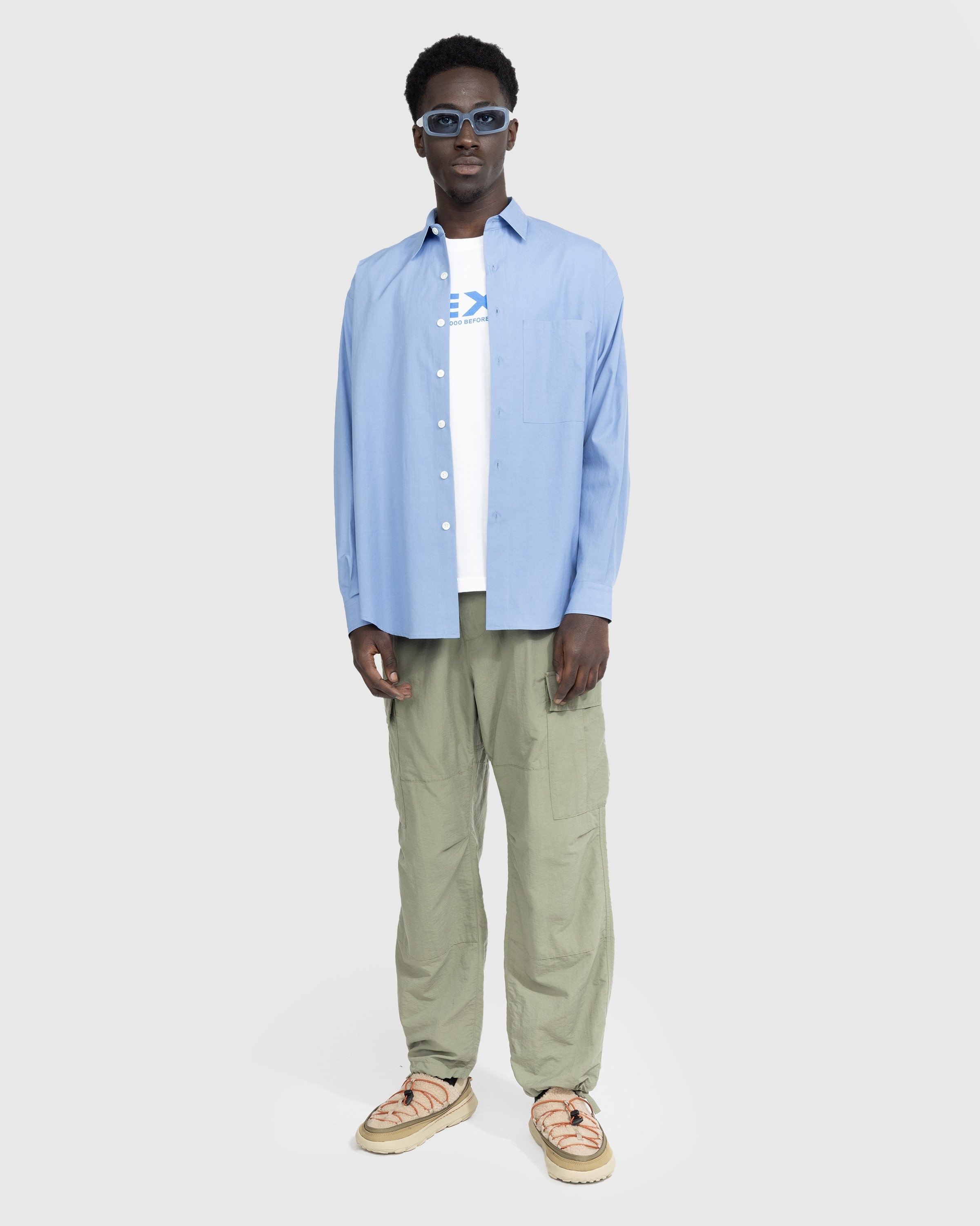 Auralee – Washed Finks Twill Big Shirt Blue   Highsnobiety Shop