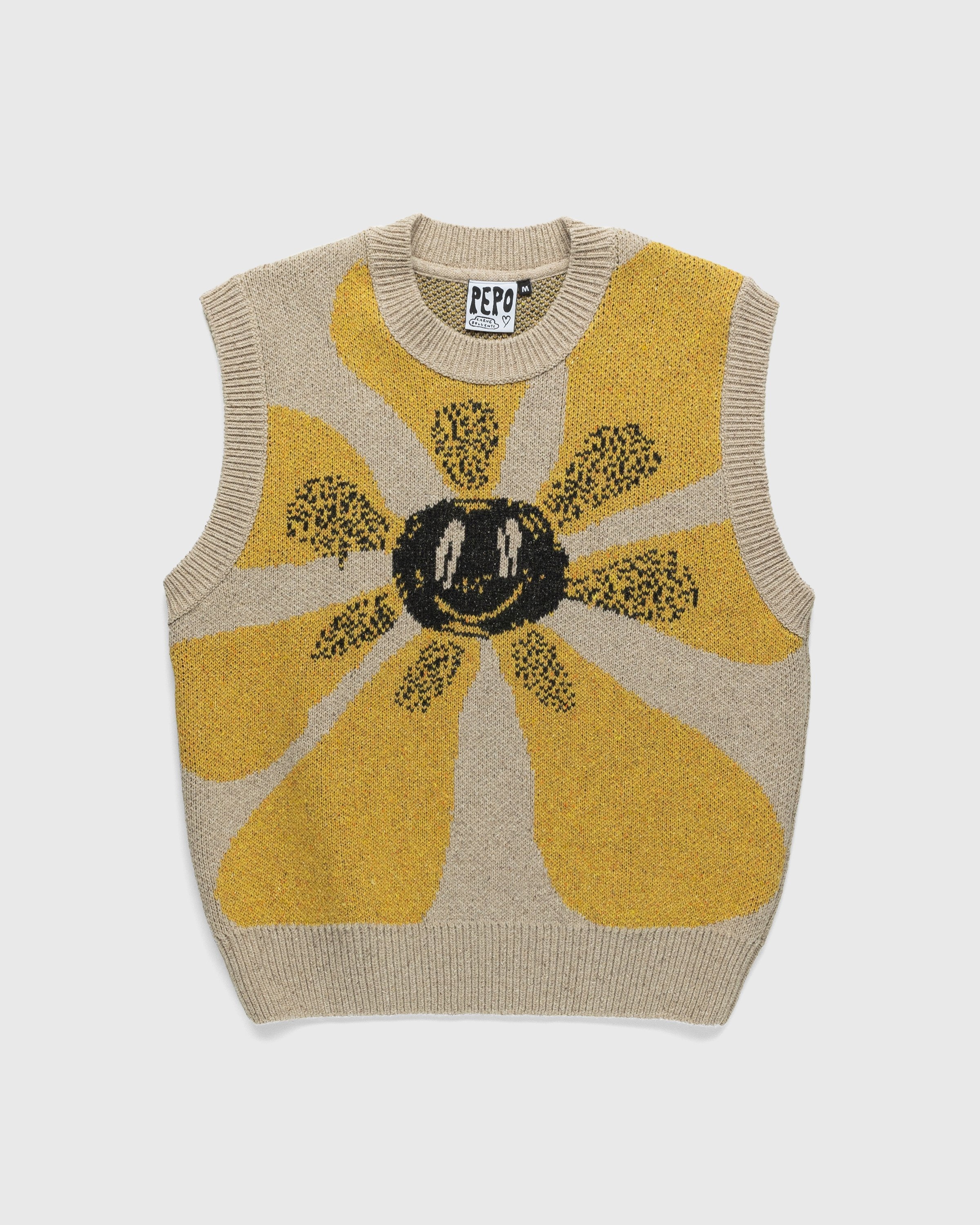 Carne Bollente – Flower Boner Sweater Vest Beige - Gilets - Beige - Image 1