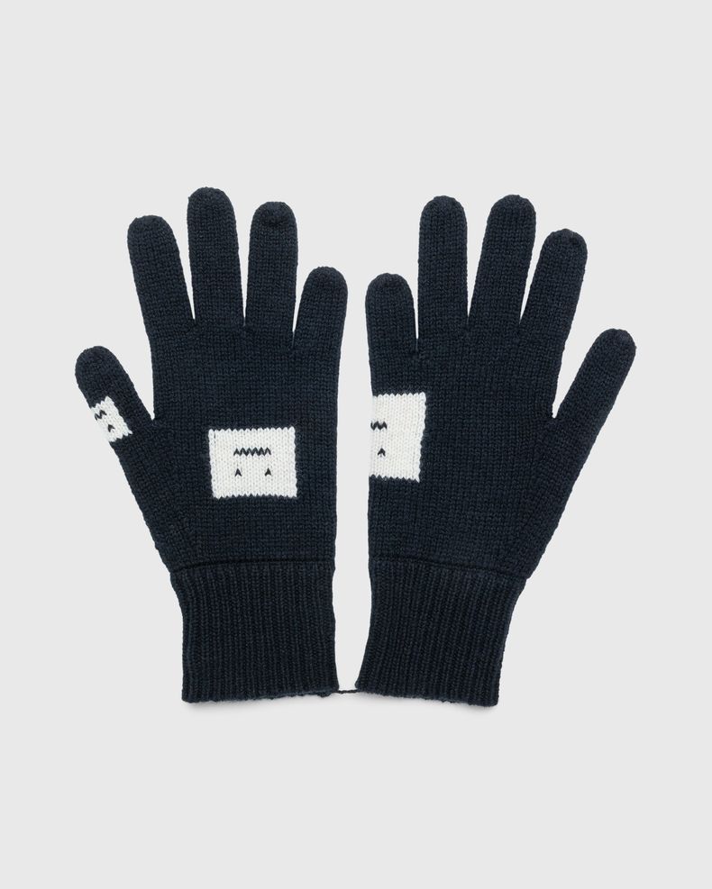 Acne Studios – Knit Gloves Black/Oatmeal Melange
