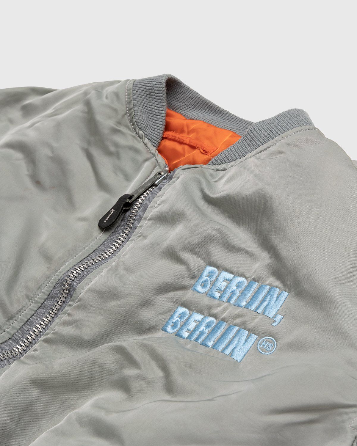 Highsnobiety – Berlin Berlin Embroidered Vintage MA-1 Grey - Outerwear - Grey - Image 4